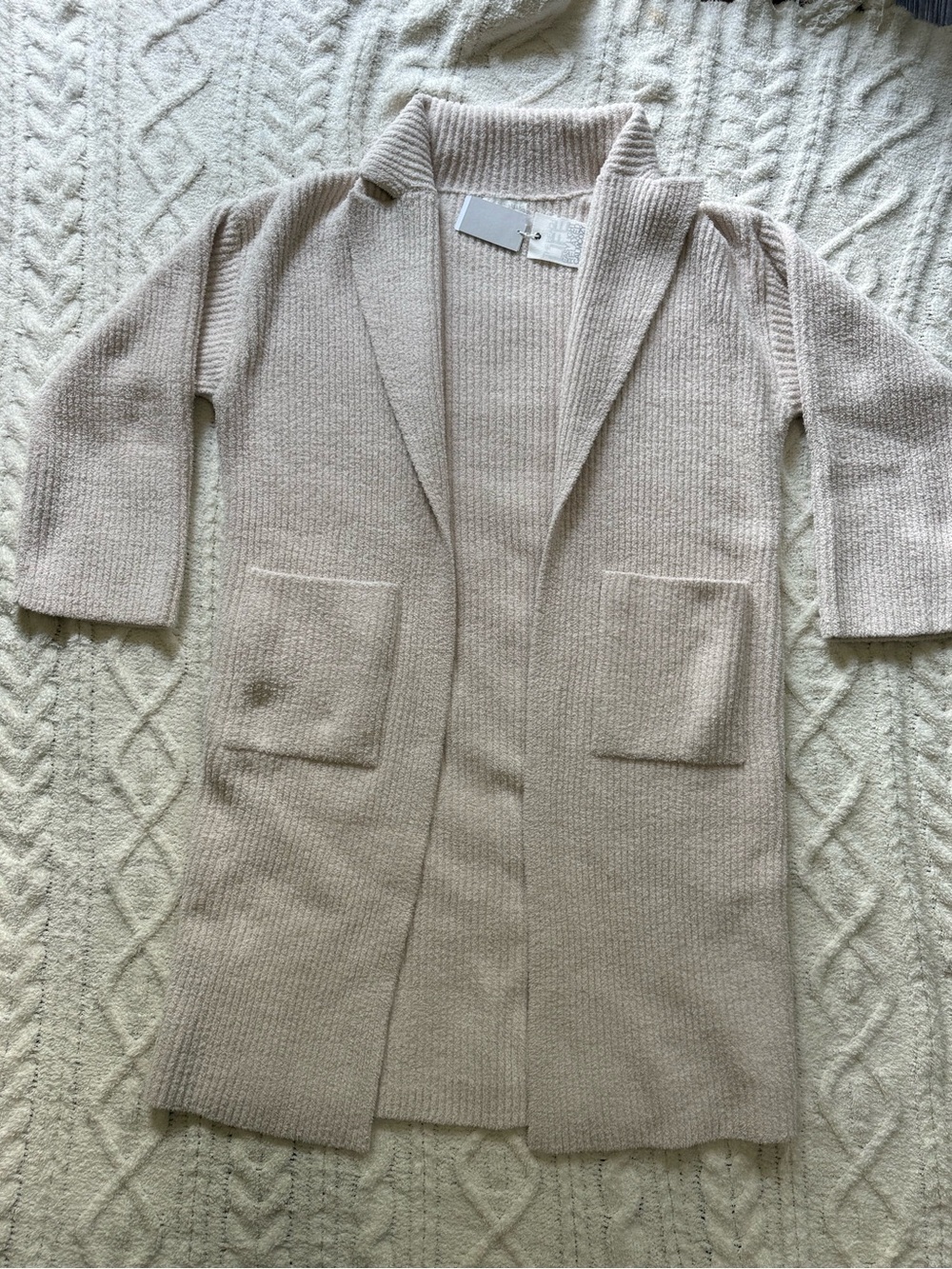 Barefoot Dreams Sand Dune Pink Cotton Ribbed Cardigan Large XL - Picture 7 of 16